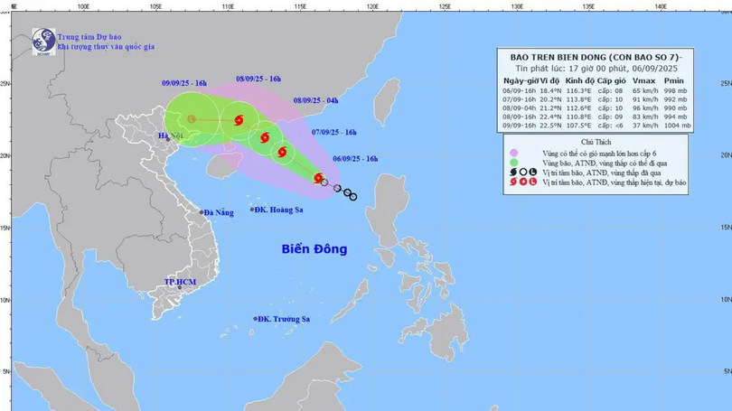 Áp thấp nhiệt đới mạnh lên thành bão số 7