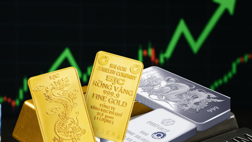Giá vàng, giá bạc trong nước tiếp đà tăng mạnh