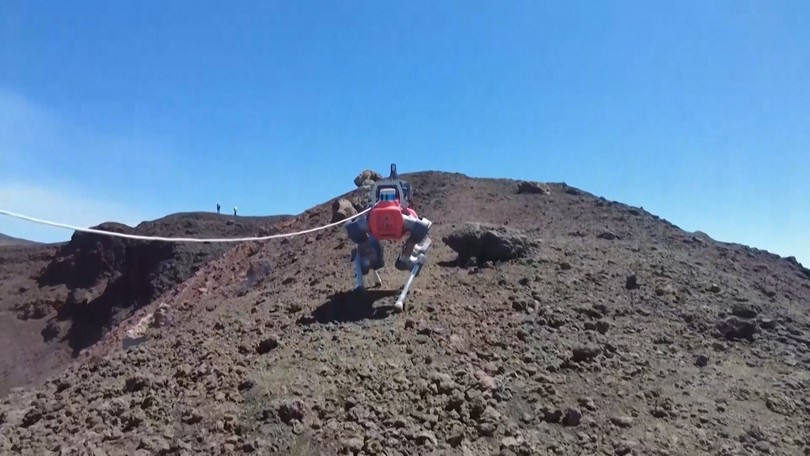 Chó robot leo núi Etna để đánh hơi khí núi lửa