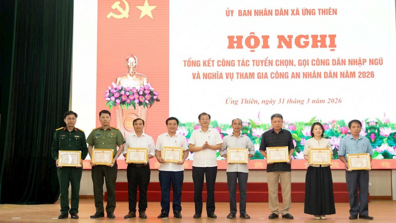 Xã Ứng Thiên tổng kết công tác tuyển chọn nhập ngũ