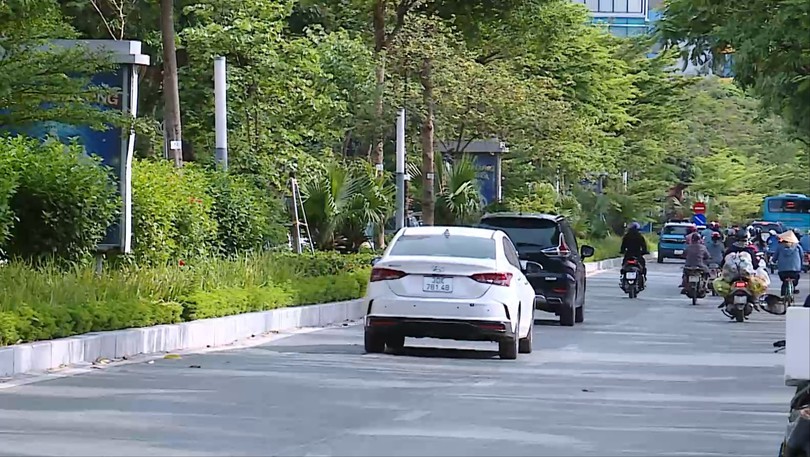Dải phân cách xanh trên đường Lạc Long Quân