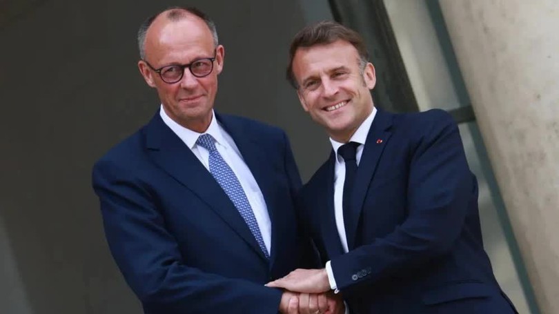 Thủ tướng Đức Friedrich Merz đón tiếp Tổng thống Pháp Emmanuel Macron