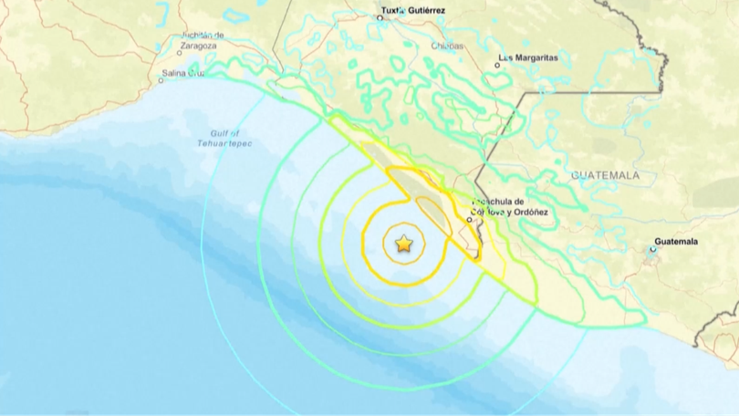 Động đất mạnh ngoài khơi bờ biển Mexico - Guatemala