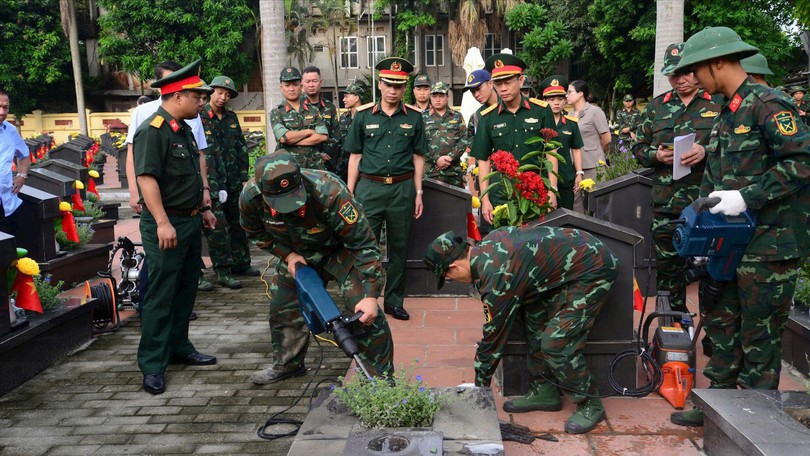 Triển khai lấy mẫu giám định ADN liệt sĩ tại Nghĩa trang liệt sĩ Ngọc Hồi