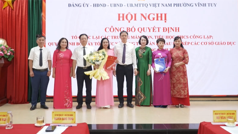 Phường Vĩnh Tuy công bố quyết định thành lập 4 cơ sở giáo dục
