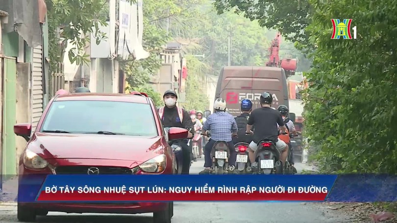 Bờ Tây sông Nhuệ sụt lún: Nguy hiểm rình rập người đi đường