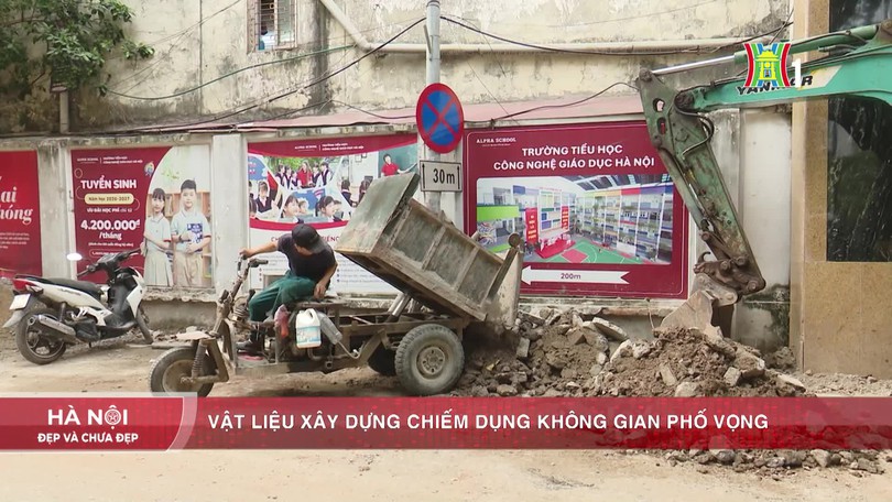 Vật liệu xây dựng chiếm dụng không gian phố Vọng