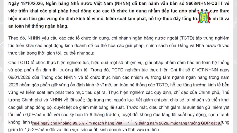 Bản tin Kinh tế Tài chính | 18/10/2026
