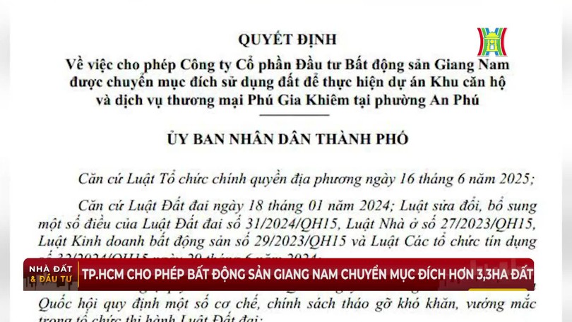 TP.HCM cho phép bất động sản Giang Nam chuyển mục đích hơn 3,3ha đất