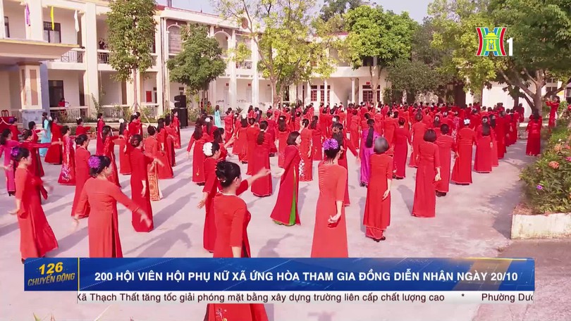 200 hội viên Hội Phụ nữ xã Ứng Hòa tham gia đồng diễn nhân ngày 20/10