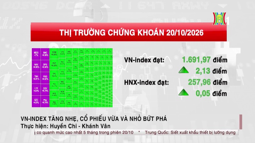 VN-Index tăng nhẹ, cổ phiếu vừa và nhỏ bứt phá