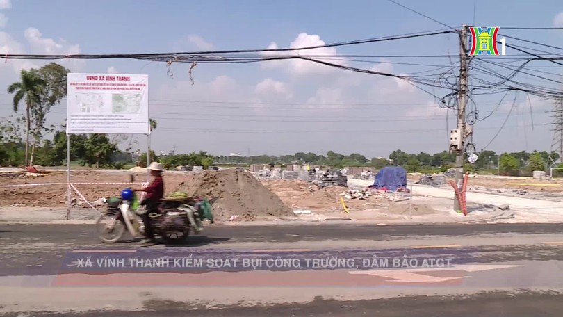 Xã Vĩnh Thanh kiểm soát bụi công trường, đảm bảo an toàn giao thông