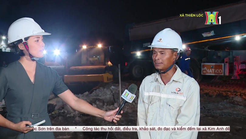 'Xuyên đêm' trên công trường hạ tầng xã Thiên Lộc