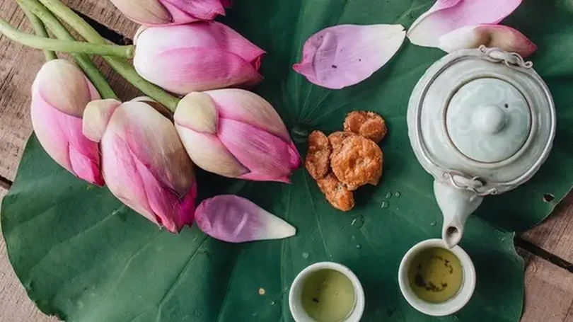 Trà sen đầm Trị vương hương Tây hồ