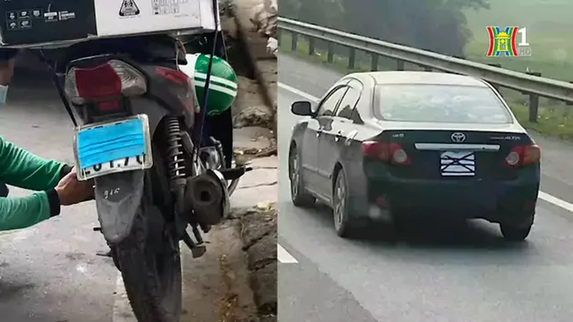 Nhiều phương tiện che biển số khi lưu thông trên đường
