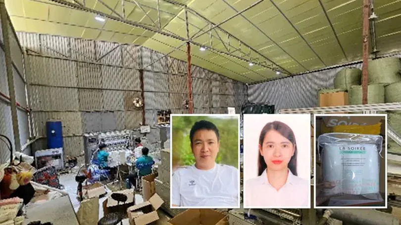 Bắt giữ hai đối tượng sản xuất bông tẩy trang giả