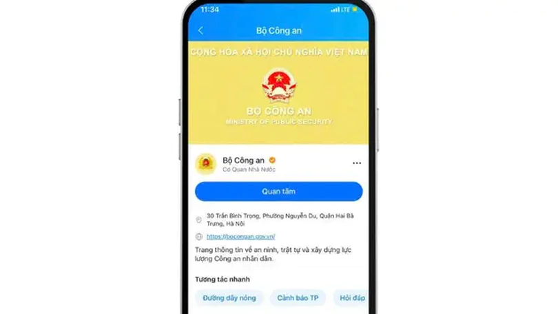 Bộ Công an ra mắt trang thông tin trên MXH Zalo