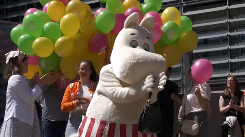 Thú nhồi bông Moomin diễu hành trên đường phố Bỉ