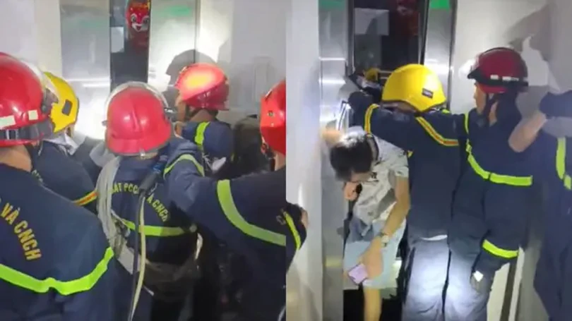 Giải cứu người nước ngoài bị mắc kẹt trong thang máy