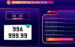 Biển số ô tô 99A-999.99 trúng đấu giá gần 22 tỷ đồng