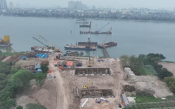 Nhộn nhịp công trường Tết thi công cầu Trần Hưng Đạo