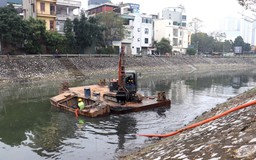 Hà Nội nạo vét hơn 300m hạ lưu sông Kim Ngưu