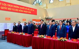 Các đồng chí lãnh đạo Trung ương, thành phố Hà Nội dự lễ khai mạc và bỏ phiếu bầu cử tại phường Ba Đình