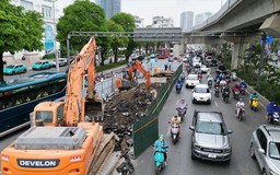 Điều tiết giao thông trên tuyến đường Nguyễn Trãi phục vụ thi công
