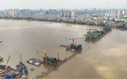 Chuẩn bị  lắp vòm thép cầu Trần Hưng Đạo