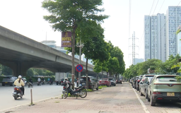 Vỉa hè đường Phạm Hùng bị chiếm dụng thành bãi đỗ xe