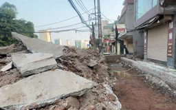 Thi công mất an toàn trên đường 70 qua phường Đại Mỗ