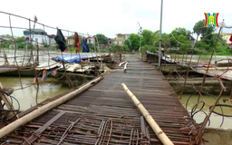 Nước sông Đáy dâng cao, cầu phao 'đắp chiếu' dài ngày