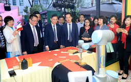 Xem robot viết thư pháp tại phố sách Xuân Ất Tỵ