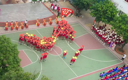 Học sinh Hà Nội xếp ‘Dáng hình Việt Nam’